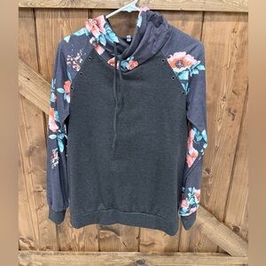 Floral Charcoal Hoodie for Women